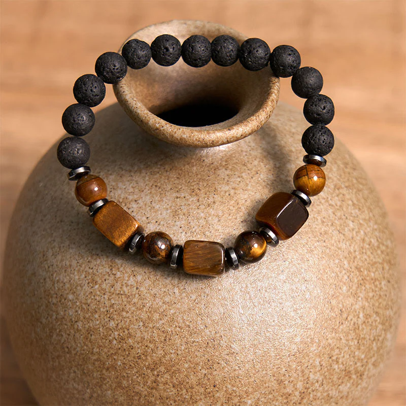 Buddha Stones Różne Kryształy Bransoletka Spokojna z Lawy - Image 11
