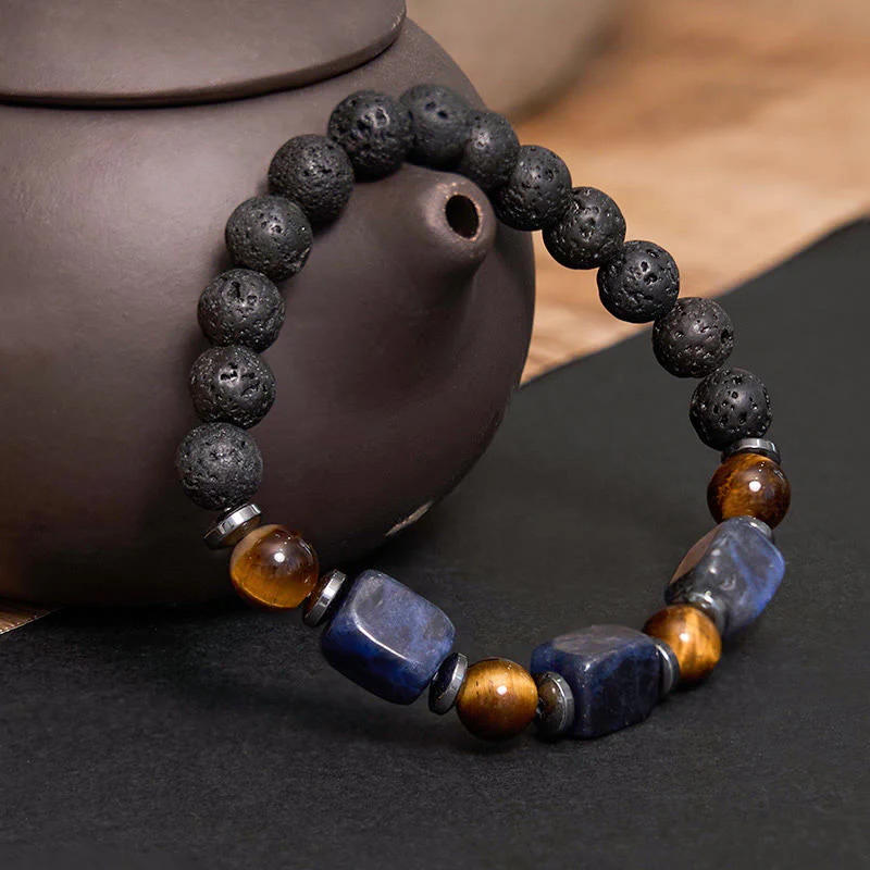 Buddha Stones Różne Kryształy Bransoletka Spokojna z Lawy - Image 38