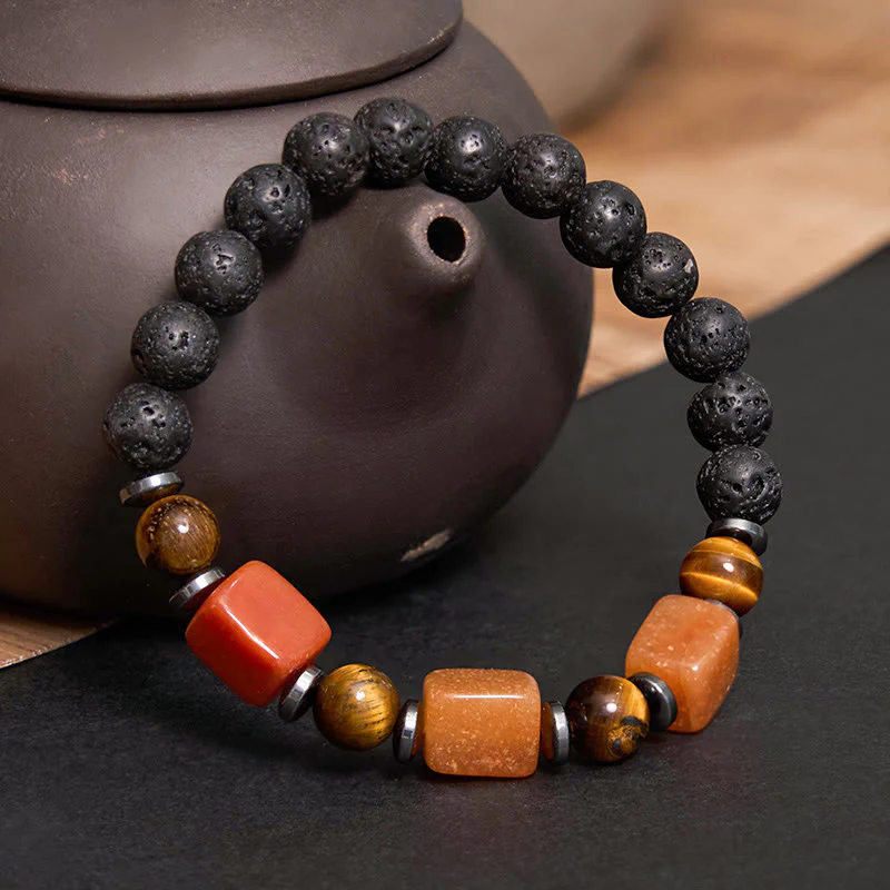 Buddha Stones Różne Kryształy Bransoletka Spokojna z Lawy - Image 47