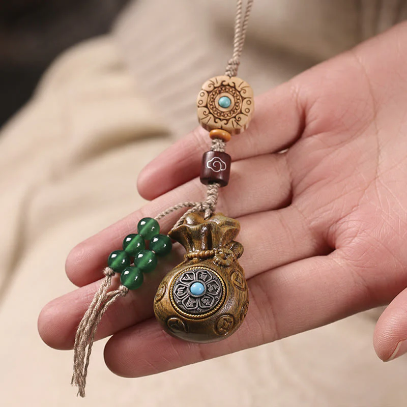 Buddha Stones Sandałowe Małe Liście Czerwone Drzewo Sandałowe Zielone Drzewo Sandałowe Om Mani Padme Hum Spokojny Brelok Telefon Wiszący Dekoracja - Image 10