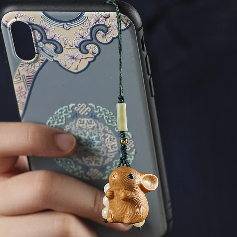 Buddha Stones Sandałowe Mały Liść Czerwony Sandałowiec Szczęśliwy Mini Królik Ochrona Brelok Telefon Wiszący Dekoracja - Image 13