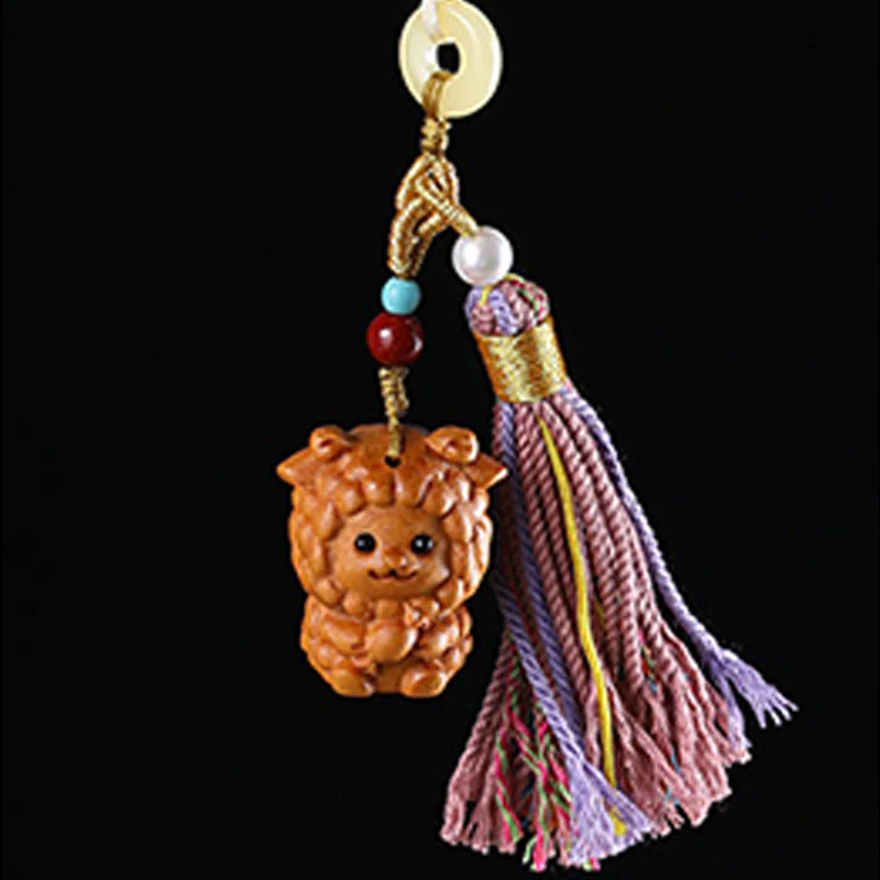 Buddha Stones sandałowego, 12 chińskich błogosławieństw zodiaku, kolorowe frędzle, brelok do kluczy - Image 26