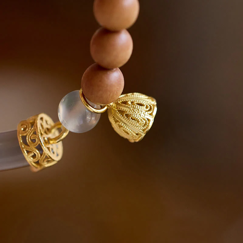 Buddha Stones Sandałowiec Szary Agat Chalcedon Mankiet Pół Bransoletka Bangle - Image 12