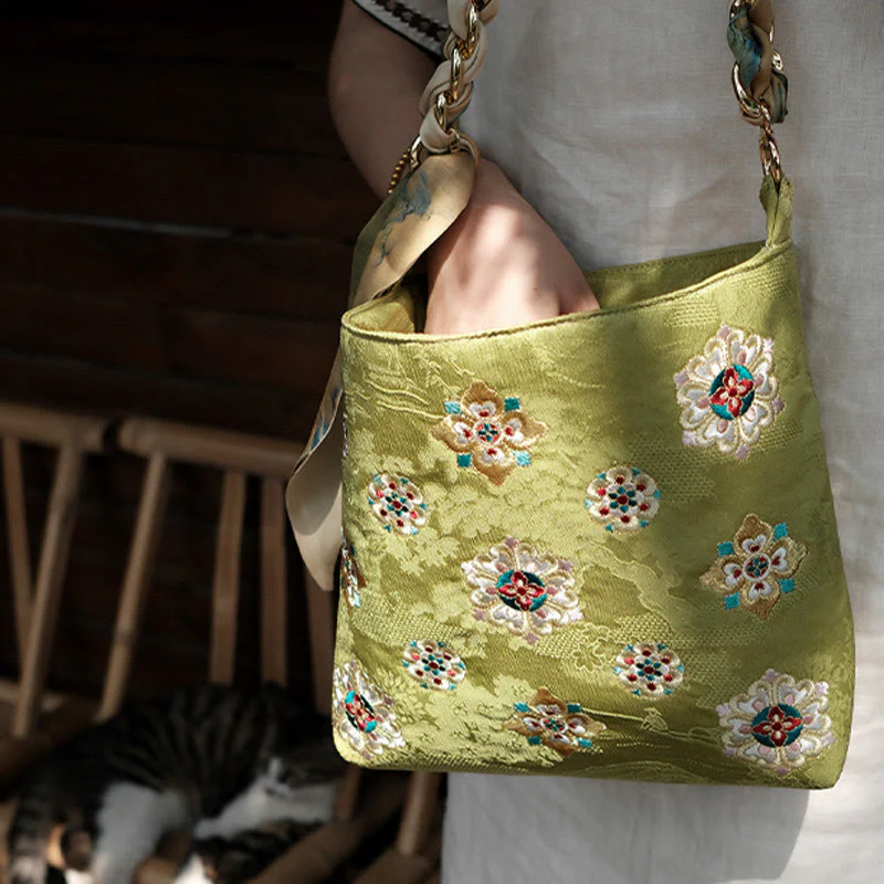 Buddha Stones Satyna Su Haft Podróż Zakupy Torba na ramię Torebka Torebka Crossbody - Image 2