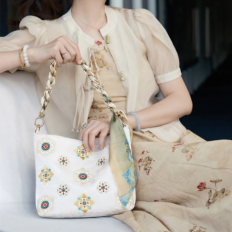 Buddha Stones Satyna Su Haft Podróż Zakupy Torba na ramię Torebka Torebka Crossbody - Image 27