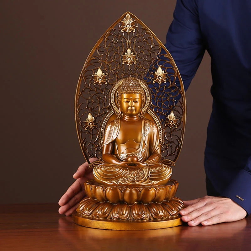 Buddha Stones Siakjamuni Amitabha Figurka Buddy Medycyny Spokój Miedziana Statua Domowa Ofiara Dekoracja - Image 17