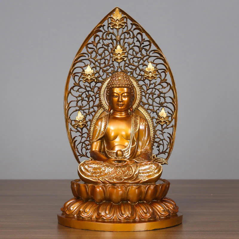Buddha Stones Siakjamuni Amitabha Figurka Buddy Medycyny Spokój Miedziana Statua Domowa Ofiara Dekoracja - Image 5