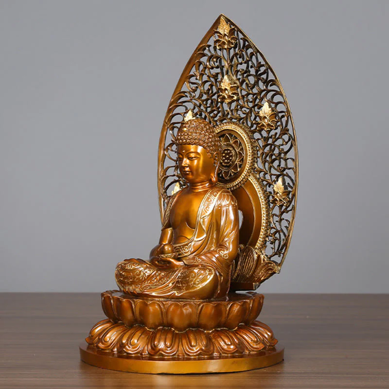Buddha Stones Siakjamuni Amitabha Figurka Buddy Medycyny Spokój Miedziana Statua Domowa Ofiara Dekoracja - Image 7