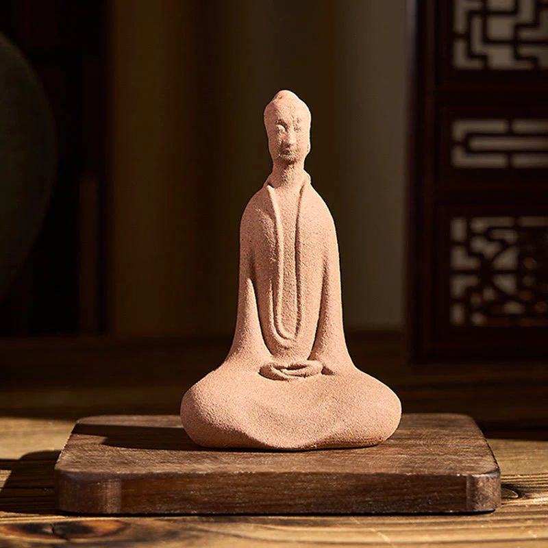 Buddha Stones Siedzący Budda Modlący się Ceramiczna Figurka Zen Dekoracja Domu 5*3*8,5 cm - Image 2