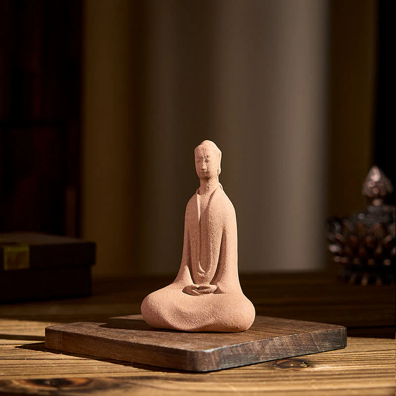 Buddha Stones Siedzący Budda Modlący się Ceramiczna Figurka Zen Dekoracja Domu 5*3*8,5 cm - Image 6