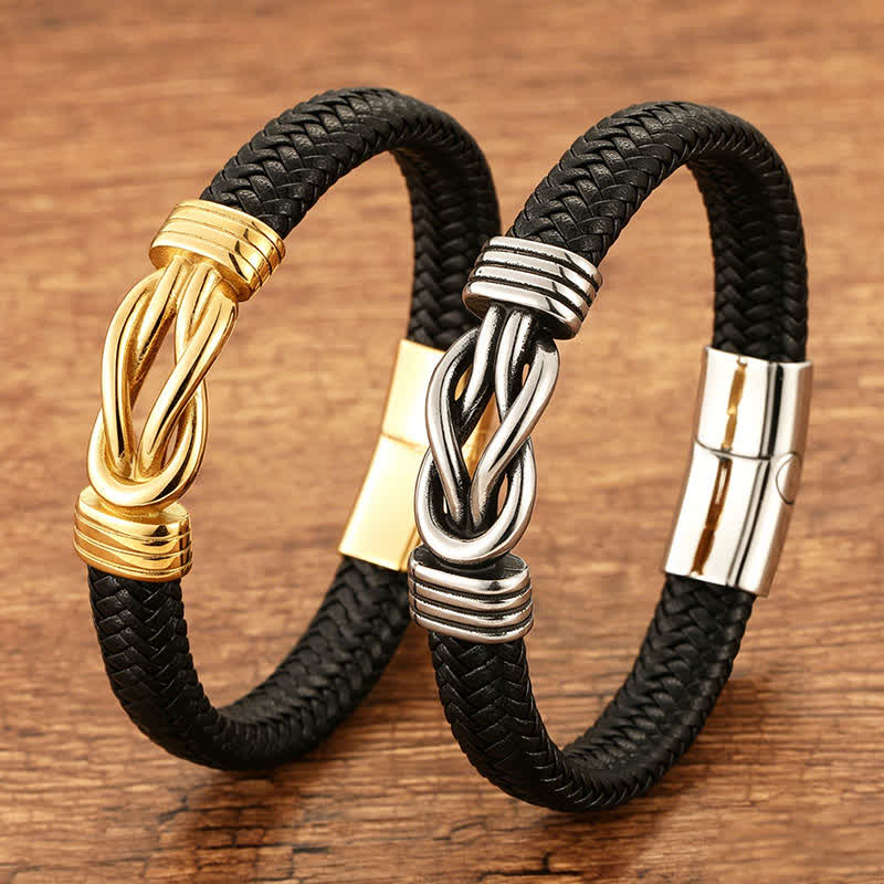 Buddha Stones Skórzana pleciona bransoletka Infinite Knot Durability Geometry Balance - Image 11