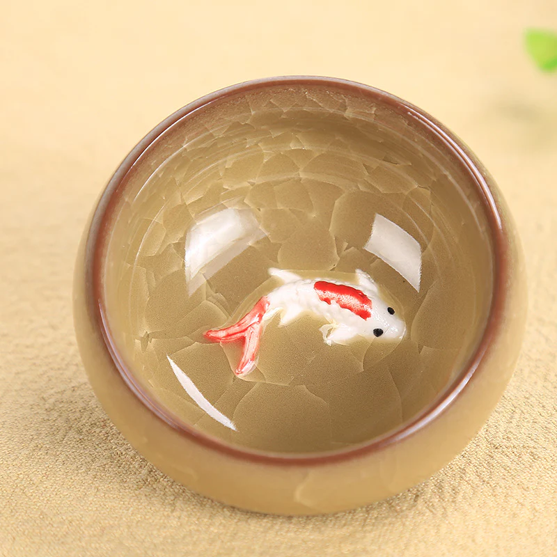 Buddha Stones Śliczna Rybka Koi Ceramiczna Filiżanka Do Herbaty Kung Fu Miska 45ml - Image 4