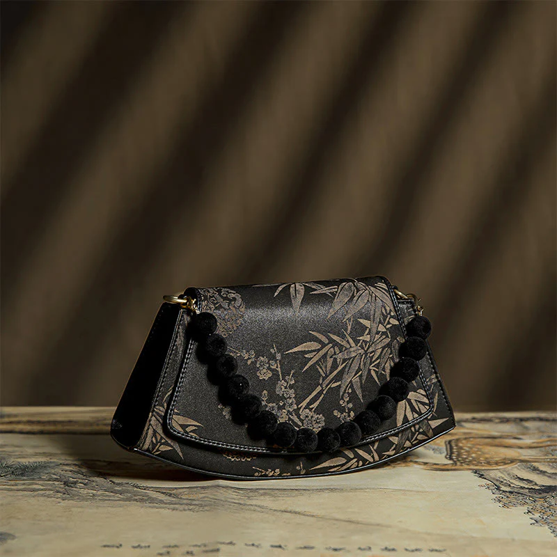 Buddha Stones Śliwkowy Bambusowy Łańcuch Koralikowy Xiangyunsha Jedwabna Torba Crossbody Torba Na Ramię - Image 3