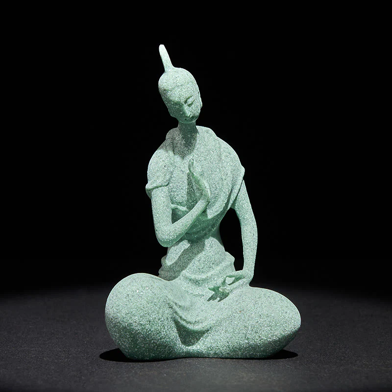 Buddha Stones Słuchanie Statua Buddy z Piaskowca Dekoracja Domowa 6,5*5,5*9,5 cm - Image 4