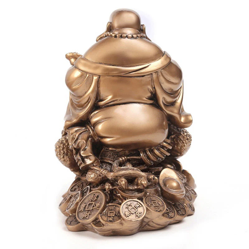 Buddha Stones Śmiejący się Budda Feng Shui Żaba Ropucha Miedziane Monety Przyciągają Bogactwo Żywica Statua Dekoracja Domu - Image 16