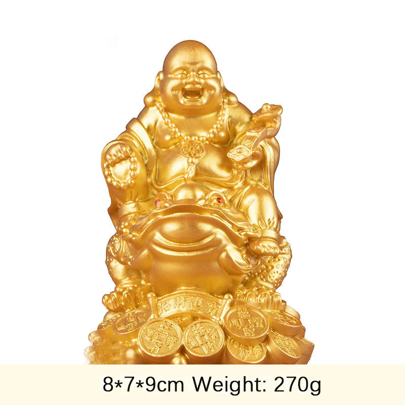 Buddha Stones Śmiejący się Budda Feng Shui Żaba Ropucha Miedziane Monety Przyciągają Bogactwo Żywica Statua Dekoracja Domu - Image 3
