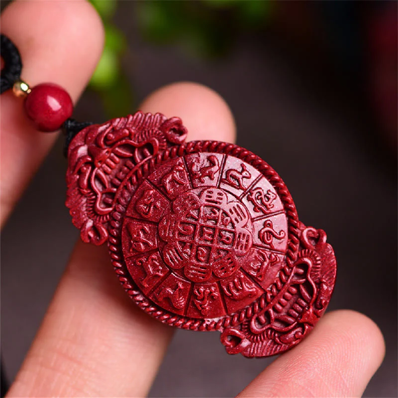 Buddha Stones Śmiejący się Budda Yin Yang Chiński Zodiak Tykwa Naturalny Cynober Błogosławieństwo Naszyjnik Wisiorek - Image 19