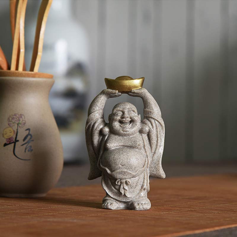 Buddha Stones Śmiejący się Budda Żywica Statua Błogosławieństwo Dekoracja Domu - Image 3