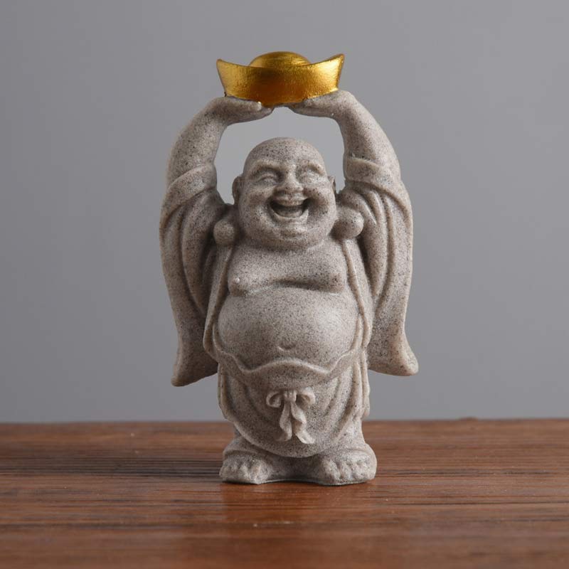 Buddha Stones Śmiejący się Budda Żywica Statua Błogosławieństwo Dekoracja Domu - Image 4