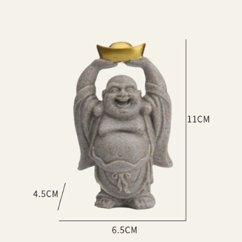 Buddha Stones Śmiejący się Budda Żywica Statua Błogosławieństwo Dekoracja Domu - Image 6