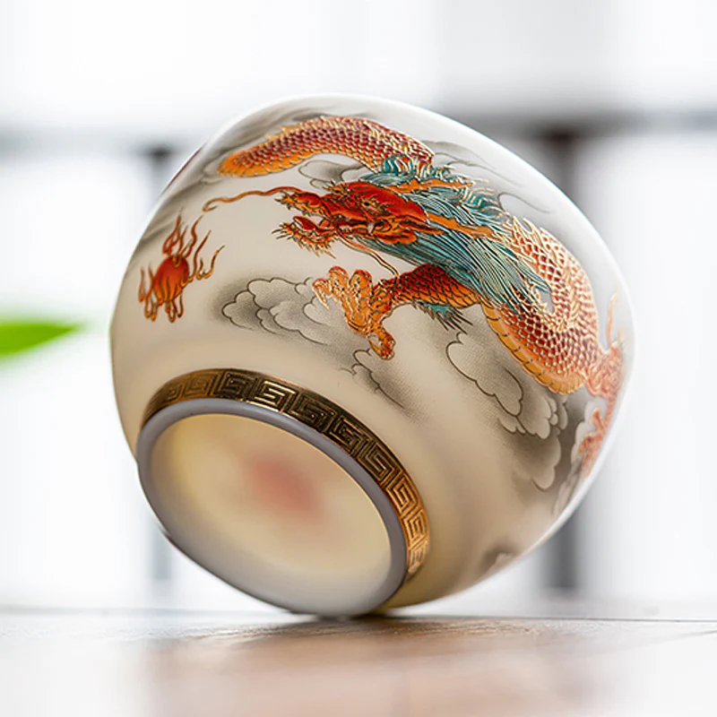 Buddha Stones Smok Feniks Pomyślne Chmury Ceramiczna Filiżanka Kung Fu Filiżanka Do Herbaty Z Pudełkiem Prezentowym - Image 20