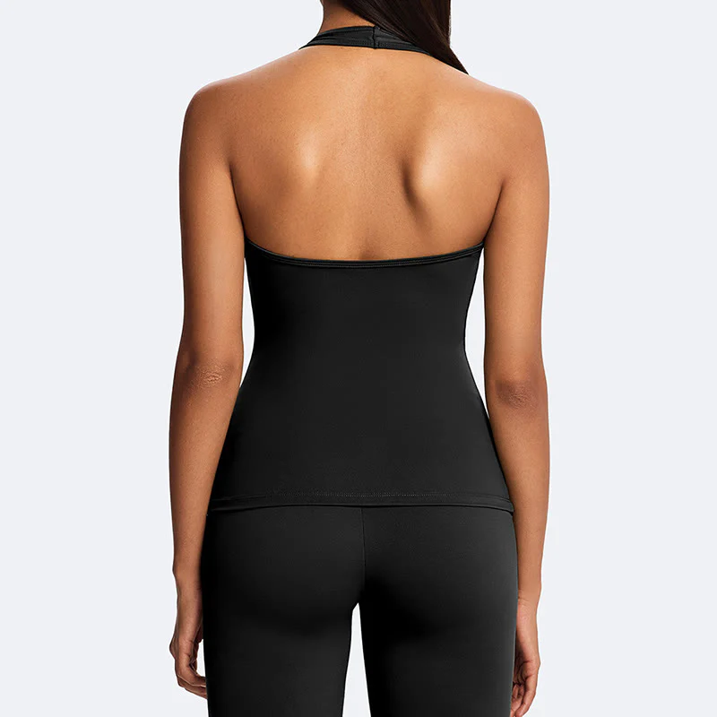 Buddha Stones Solid Crop Halter Backless Sleeveless Top Straight Leg Pants do uprawiania sportu, fitnessu i jogi - Image 23