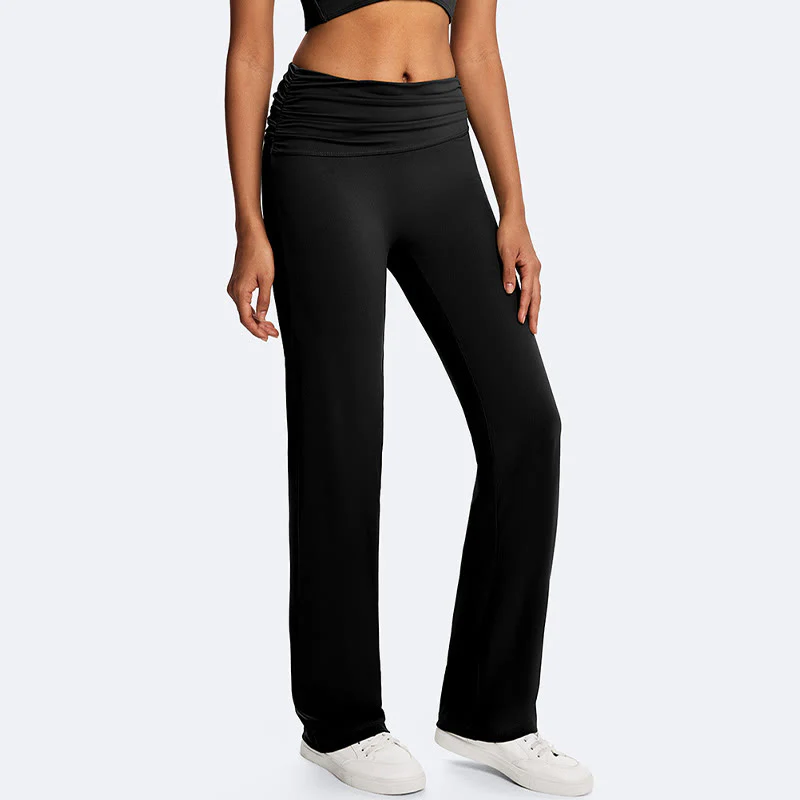 Buddha Stones Solid Crop Halter Backless Sleeveless Top Straight Leg Pants do uprawiania sportu, fitnessu i jogi - Image 24