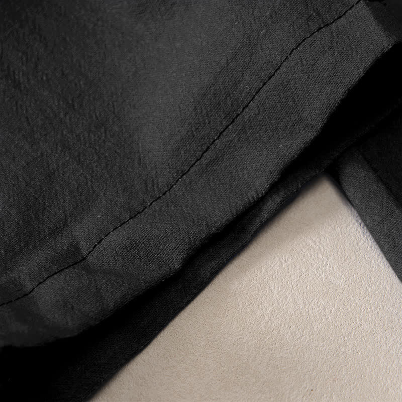Buddha Stones Spodnie damskie z elastyczną talią i kieszeniami, z czystej bawełny, w wzór lotosu - Image 3