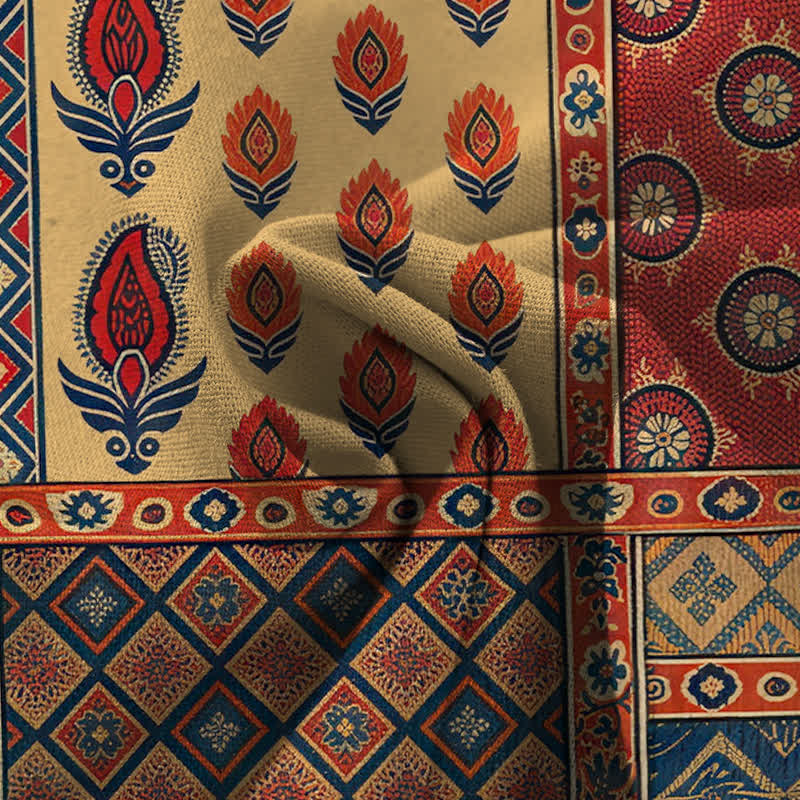 Buddha Stones Spodnie damskie z szerokimi nogawkami i elastyczną talią, z szerokimi nogawkami i kieszeniami, z bawełny i lnu, w kwiaty vintage - Image 4