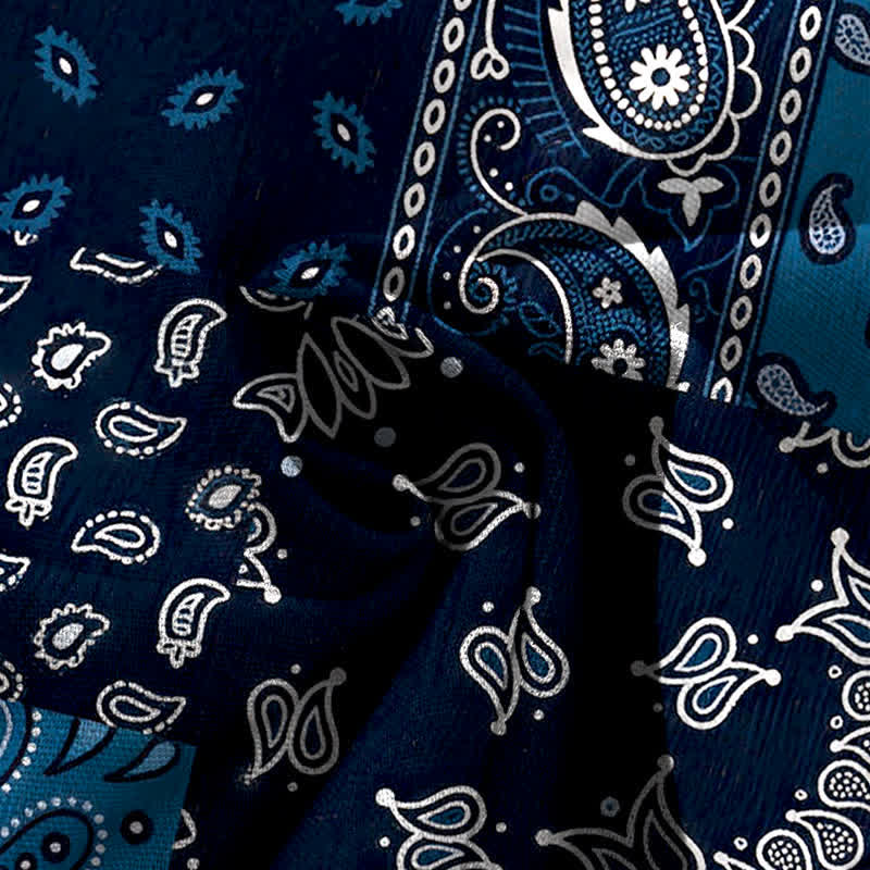 Buddha Stones Spodnie damskie z szerokimi nogawkami i elastyczną talią, z szerokimi nogawkami i kieszeniami, z bawełny i lnu, w stylu vintage, z wzorem paisley - Image 5