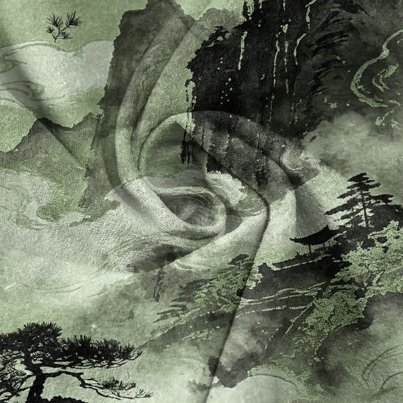 Buddha Stones Spodnie męskie zwężane z kieszeniami i wzorem w kwiaty w kolorze Cotton Ink Landscape - Image 8