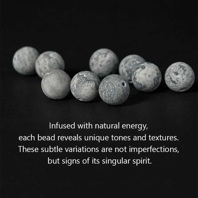 Buddha Stones Srebrny połysk Obsydian Lawa Skała Szary Jaspis Om Mani Padme Hum Vajra Kojąca bransoletka - Image 8