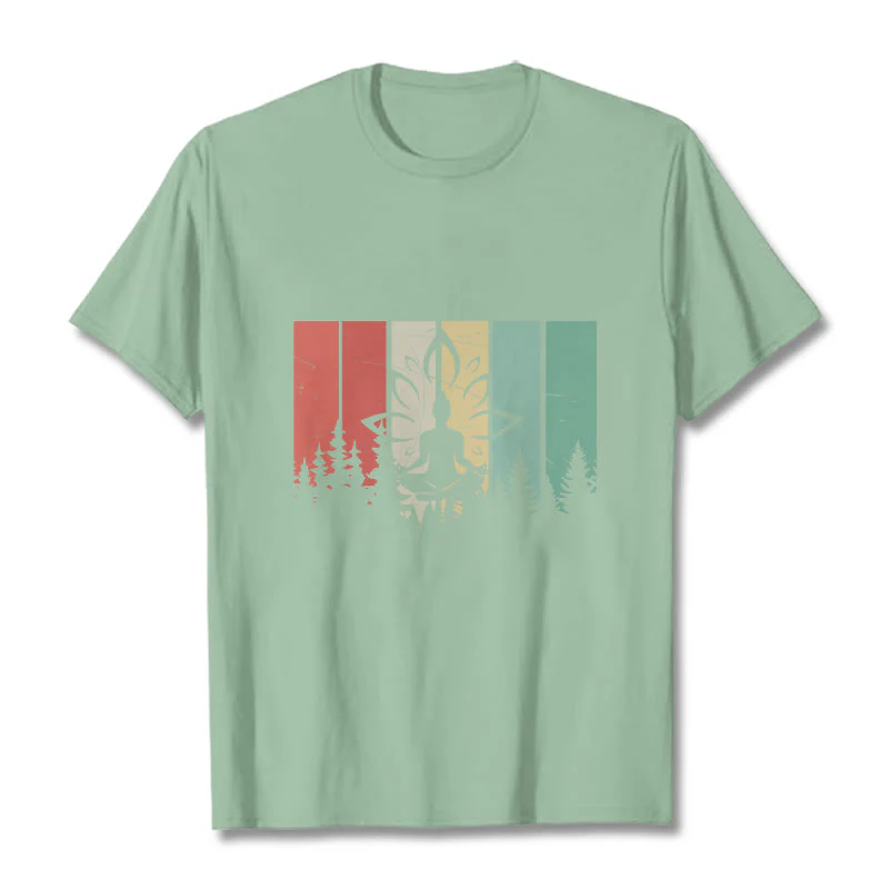 Buddha Stones Statua Buddy Medytująca W Pozycji Lotosu Wzór Cienia Bawełniana Koszulka T-shirt - Image 15