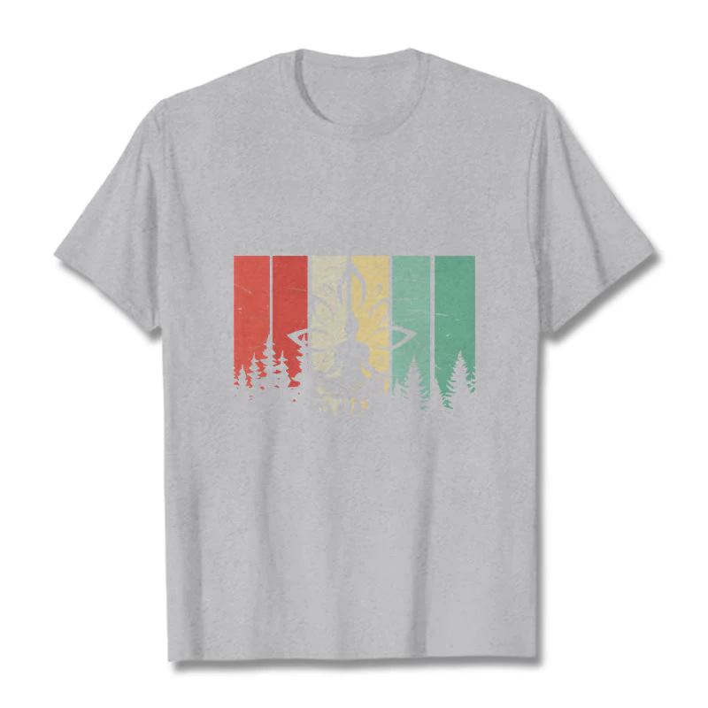 Buddha Stones Statua Buddy Medytująca W Pozycji Lotosu Wzór Cienia Bawełniana Koszulka T-shirt - Image 20