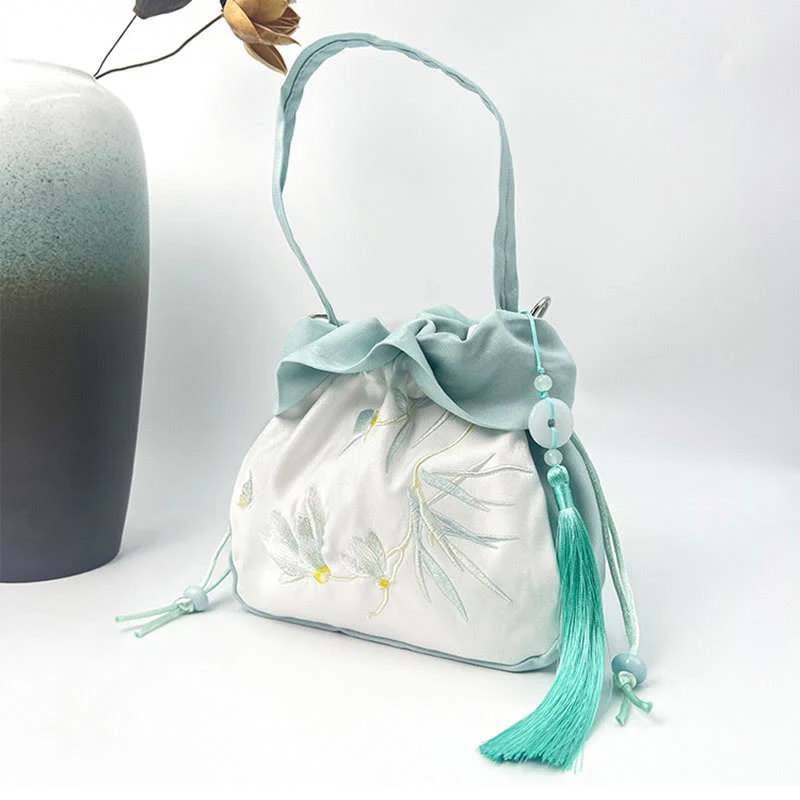 Buddha Stones Suzhou Haft Kamelia Magnolia Piwonia Lotos Jedwabna Torba Torebka Crossbody Torba na Ramię Torebka - Image 10