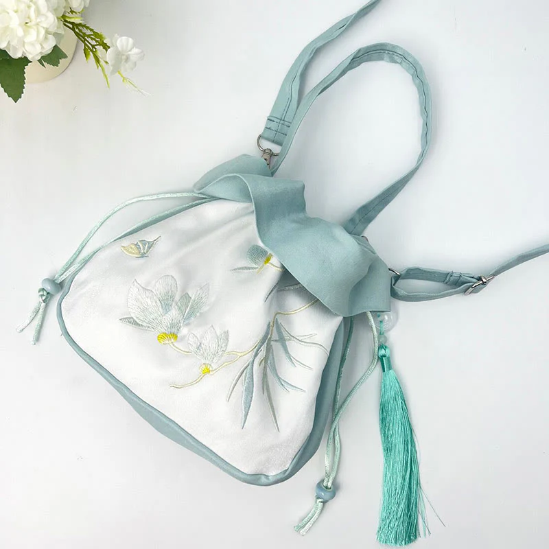 Buddha Stones Suzhou Haft Kamelia Magnolia Piwonia Lotos Jedwabna Torba Torebka Crossbody Torba na Ramię Torebka - Image 11