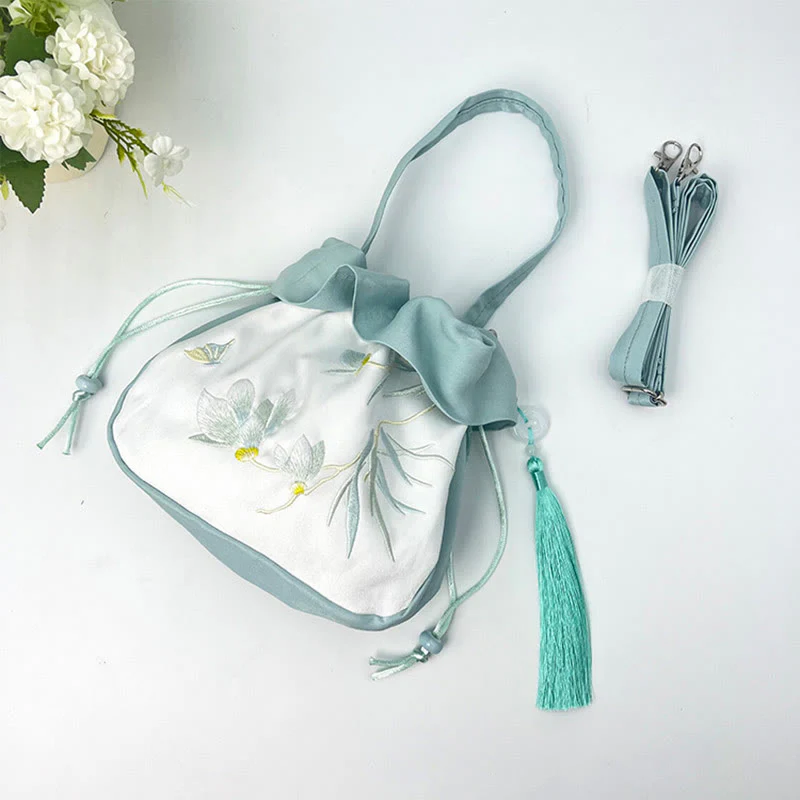Buddha Stones Suzhou Haft Kamelia Magnolia Piwonia Lotos Jedwabna Torba Torebka Crossbody Torba na Ramię Torebka - Image 12