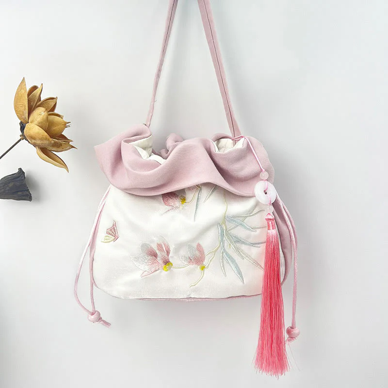 Buddha Stones Suzhou Haft Kamelia Magnolia Piwonia Lotos Jedwabna Torba Torebka Crossbody Torba na Ramię Torebka - Image 13
