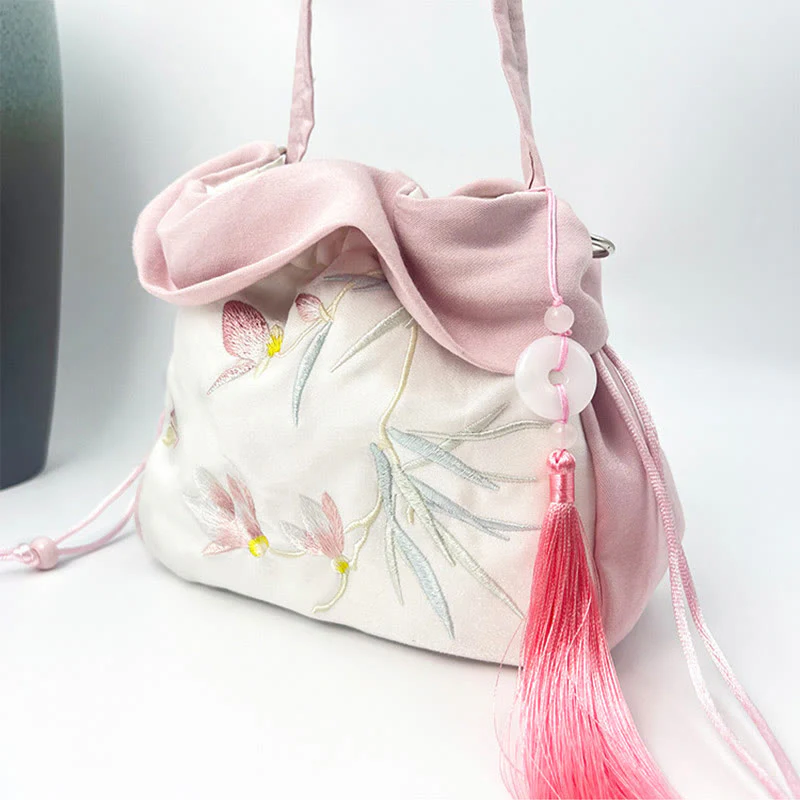 Buddha Stones Suzhou Haft Kamelia Magnolia Piwonia Lotos Jedwabna Torba Torebka Crossbody Torba na Ramię Torebka - Image 14