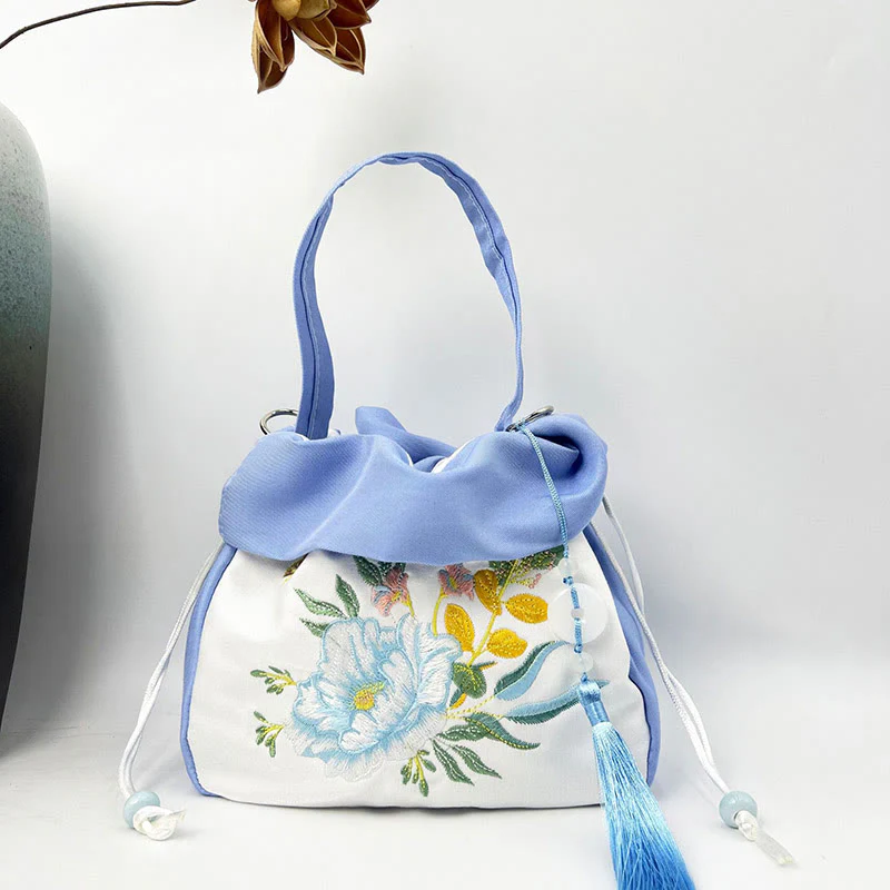 Buddha Stones Suzhou Haft Kamelia Magnolia Piwonia Lotos Jedwabna Torba Torebka Crossbody Torba na Ramię Torebka - Image 16