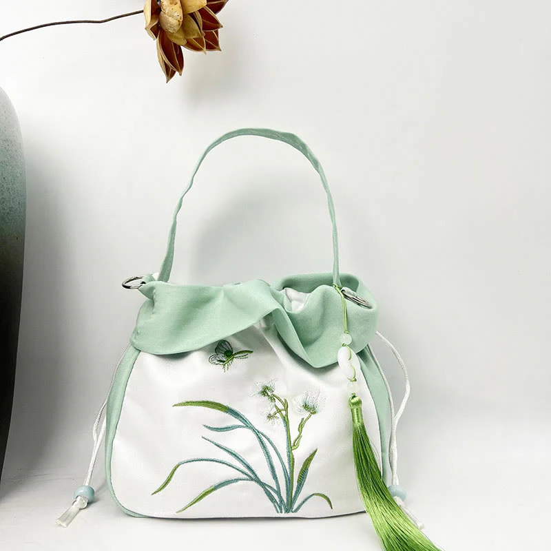 Buddha Stones Suzhou Haft Kamelia Magnolia Piwonia Lotos Jedwabna Torba Torebka Crossbody Torba na Ramię Torebka - Image 17