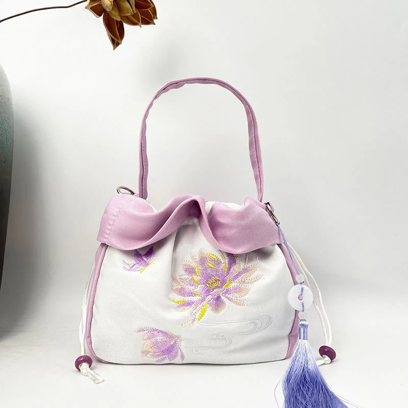 Buddha Stones Suzhou Haft Kamelia Magnolia Piwonia Lotos Jedwabna Torba Torebka Crossbody Torba na Ramię Torebka - Image 21