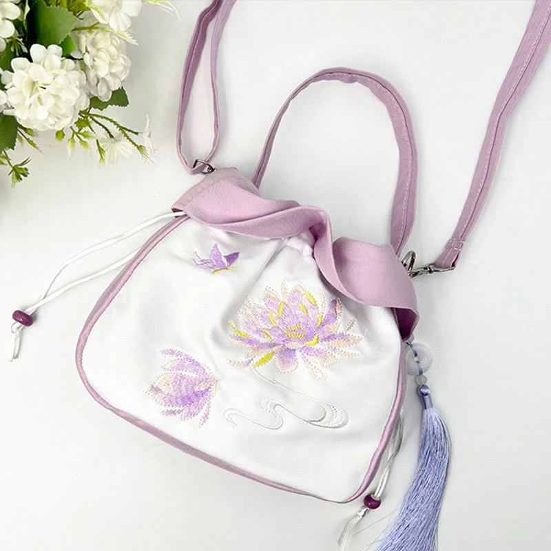 Buddha Stones Suzhou Haft Kamelia Magnolia Piwonia Lotos Jedwabna Torba Torebka Crossbody Torba na Ramię Torebka - Image 22