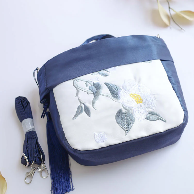 Buddha Stones Suzhou Haft Kamelia Magnolia Piwonia Lotos Jedwabna Torba Torebka Crossbody Torba na Ramię Torebka - Image 4