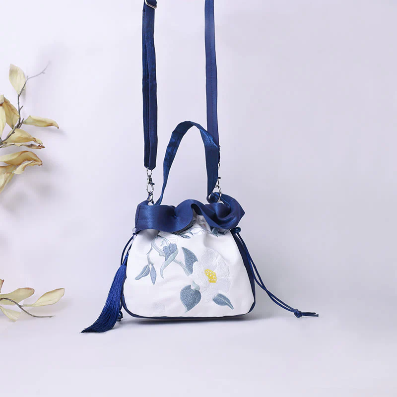 Buddha Stones Suzhou Haft Kamelia Magnolia Piwonia Lotos Jedwabna Torba Torebka Crossbody Torba na Ramię Torebka - Image 7