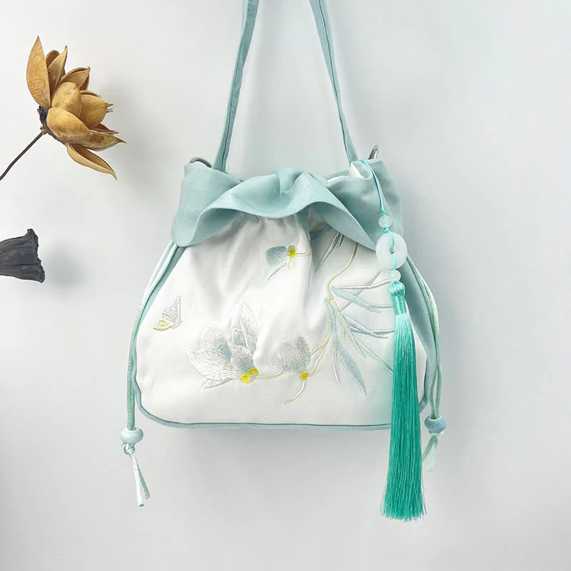Buddha Stones Suzhou Haft Kamelia Magnolia Piwonia Lotos Jedwabna Torba Torebka Crossbody Torba na Ramię Torebka - Image 8