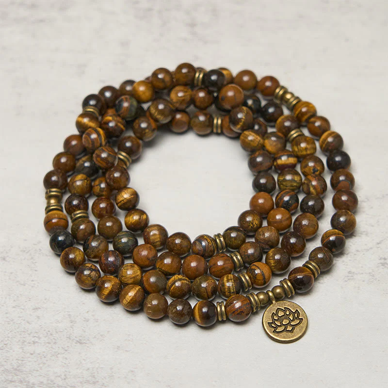 Buddha Stones, Symbol Lotosu, Tygrysie Oko, Koralikowa Mala Siły - Image 2