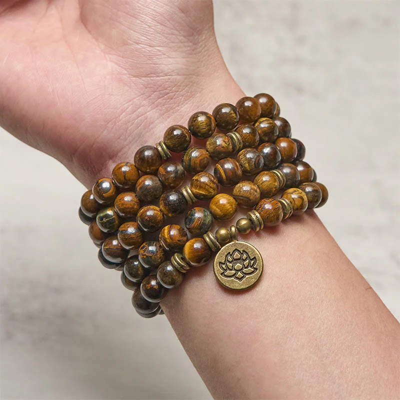 Buddha Stones, Symbol Lotosu, Tygrysie Oko, Koralikowa Mala Siły - Image 4