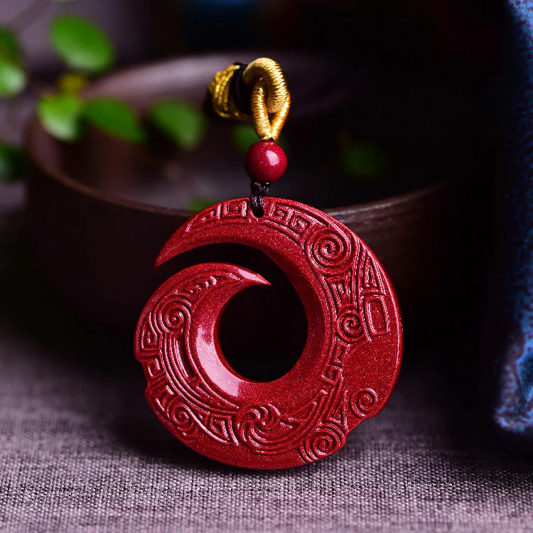 Buddha Stones Szczęście Poprawia Projekt Wzór Naturalny Naszyjnik Błogosławieństwo Cynober Wisiorek
