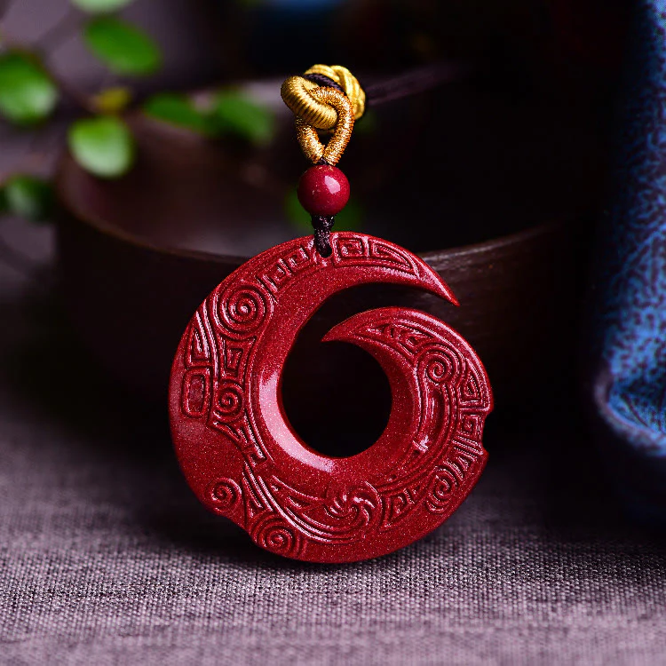 Buddha Stones Szczęście Poprawia Projekt Wzór Naturalny Naszyjnik Błogosławieństwo Cynober Wisiorek - Image 2